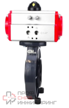 Затвор дисковый поворотный DN.ru WBV4242E-2W-Fb-ISO Дн100 Ру10 межфланцевый, корпус - НПВХ, диск - НПВХ, уплотнение - EPDM, с пневмоприводом PA-SA-083 с возвратными пружинами