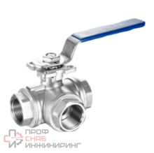 Кран шаровой трехходовой T-тип вр-вр-вр Сага DN50 (2") (60,3мм) AISI316