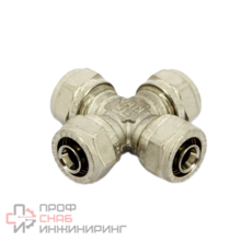 Крестовина 16-16-16-16, General Fittings 5300, обжим-обжим, латунь никелированная