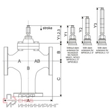 Клапан регулирующий 3-х ходовой линейный Honeywell PN16 DN150