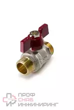 Кран шаровой TIM 3/4 шш «STANDARD» (бабочка красная) никель