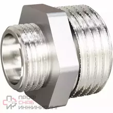 Ниппель переходной LD Pride DN 20х15 (3/4"НР х 1/2"НР) латунь никель с биркой