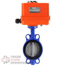 Затвор дисковый поворотный для абразивных сред DN.ru WBV1632E-2W-Fb-H Ду80 Ру16, корпус - чугун QT450, диск - нержавеющая сталь 316L, уплотнение - EPDM, с электроприводом DN.ru QT-N-003EM-O1-220VAC-У1 MINI 220В
