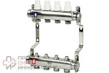 Коллекторная группа РосТурПласт с ручными регулирующими клапанами и кронштейном (евроконус 3/4") нержавеющая сталь SUS 304 1"х4 выхода RTP