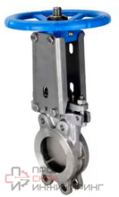 Задвижка шиберная DN.ru GVKR3232E-1W-Fb-S Ду200 Ру10 односторонняя, межфланцевая, шпиндель - выдвижной, корпус - нержавеющая сталь 316, шибер - нержавеющая сталь 316, уплотнение - EPDM, управление - штурвал, WENZ