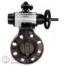 Затвор дисковый поворотный DN.ru WBV4242E-2W-Fb-ISO Дн65 Ру10 межфланцевый, корпус - НПВХ, диск - НПВХ, уплотнение - EPDM, с пневмоприводом PA-DA-105-1, пневмораспределителем 4M310-08 220В и БКВ APL-510N EX