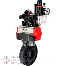 Затвор дисковый поворотный DN.ru WBV4242E-2W-Fb-ISO Дн80 Ру10 межфланцевый, корпус - НПВХ, диск - НПВХ, уплотнение - EPDM, с пневмоприводом PA-SA-083, пневмораспределителем 4M310-08 220В, БКВ APL-210N и БПВ AFC2000