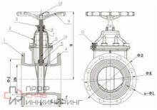 Задвижка чугун 30ч39р аналог МЗВГ обрезиненный клин силикон Ду 200 Ру10/16 Тмакс=150C фл RMCX