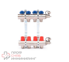 Коллекторная группа Uni-Fitt 1" х 5 выходов 3/4" с балансировочными и термостатическими вентилями