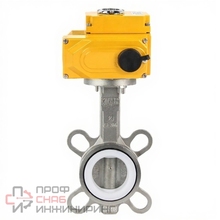 Затвор дисковый поворотный DN.ru WBV3432P-2W-Fb-H Ду65 Ру16 корпус - углеродистая сталь WCB, диск - нержавеющая сталь 316L, уплотнение - PTFE, с электроприводом DN.ru QT-N-008EM-A1-220VAC-У1 (4-20мА)