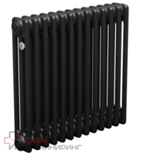 Трубчатый радиатор ТЕПЛОФОРТ двухтрубный, габаритная высота секции 575 мм (межосевое расстояние 500мм)  14 секции, нижнее подключение ½”, термовставка, цвет черный матт