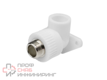 Угольник полипропиленовый комбинированный 90° КОНТУР PP-R D20-1/2" н/р с креплением