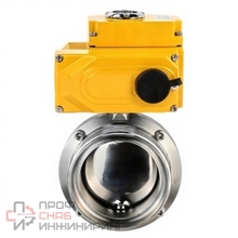 Затвор дисковый поворотный DN.ru WBV3131S-2W-T-H Ду25 Ру10 пищевая нержавеющая сталь 304, уплотнение - Silicon, резьбовой, с электроприводом DN.ru QT-N-005EM-O1-24VDC-У1 24В