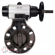 Затвор дисковый поворотный DN.ru WBV4242E-2W-Fb-ISO Дн125 Ру10 межфланцевый, корпус - НПВХ, диск - НПВХ, уплотнение - EPDM, с пневмоприводом PA-DA-105-1 и пневмораспределителем 4V320-10 220В