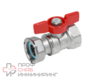 Кран шаровой 1/2" x 3/4" В-В с нак. гайкой хром. с красной рукояткой бабочка Giacomini