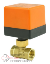 Кран шаровой DN.ru BV0030NP-SP-T-ED Ду15 Ру16 стандартнопроходной двухходовой, латунь, внутренняя резьба, уплотнение - нитриловый каучук / PTFE, с электроприводом 220В без концевых выключателей