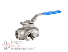 Кран шаровой трехходовой GENEBRE 2041 10 DN065 PN63, AISI316 / AISI316 / PTFE + 15% GF, ВР/ВР, стандартнопроходной, T-тип, рукоятка-рычаг, резьба BSPT