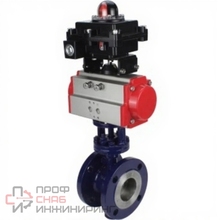 Затвор дисковый поворотный с тройным эксцентриситетом DN.ru WBV3EX-3431M-1W-F-ISO Ду150 Ру25 корпус - углеродистая сталь WCB, диск - нержавеющая сталь 304, уплотнение - METAL, с пневмоприводом DN.ru PA-DA-160 и БКВ DN.ru APL-410N EX