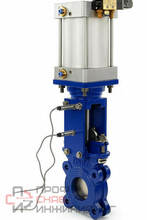 Задвижка шиберная ножевая DN.ru GVKR3431M-1W-Fb-2P Ду150 Ру10 межфланцевая, с выдвижным шпинделем, корпус - сталь WCB, уплотнение - METAL, с пневмоприводом и пневмораспределителем 4V210-08 24В