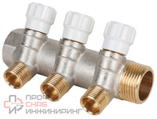 Коллектор латунный с регулирующими вентилями MVI 1"x1/2"x3 выхода