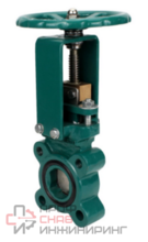 Задвижка шиберная DN.ru GVKR1331M-1W-Fb-S Ду65 Ру16 односторонняя, межфланцевая, шпиндель - выдвижной, корпус - чугун GGG40, шибер - нержавеющая сталь 304, уплотнение - металл, управление - штурвал