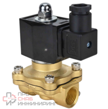 Клапан электромагнитный DN.ru VS300-ET-NO-24VAC 1 1/4" Ду32 Ру10 прямого действия двухходовой, корпус - латунь, присоединение - внутренняя резьба, уплотнение - EPDM, нормально-открытый, катушка - 24В AC
