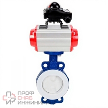 Затвор дисковый поворотный DN.ru WBV3434Pf-2W-Fb-R Ду300 Ру16 корпус - углеродистая сталь WCB, диск - углеродистая сталь WCB, футерованный PTFE, уплотнение - PTFE, с пневмоприводом DN.ru PA-DA-140 и БКВ DN.ru APL-210N