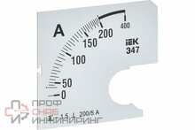 Шкала сменная для амперметра Э47 200/5А-1.5 72х72мм IEK IPA10D-SC-0200