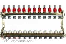 Коллекторный блок Gekon для теплого пола 1"x3/4"EU отверстий -12