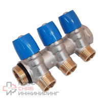Коллектор General Fittings 6200 (4 выхода) синий вентилями