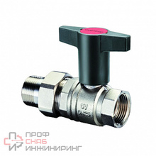 Кран шаровой, Oventrop Optibal, DN-15, 1/2, НВ, PN, бар-16, ручка-пластмассовая, удлинённая антрацит, никелированный, с ниппелем и НГ