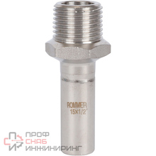 Вставка переходная Rommer НПр-НР 15х1/2 из нержавеющей стали