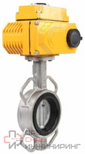 Затвор дисковый поворотный DN.ru WBV3232N-2W-Fb-H Ду100 Ру16, корпус - нержавеющая сталь 316L, диск - нержавеющая сталь 316L, уплотнение - NBR, с электроприводом DN.ru QT-N-015EM-O1-24VDC-У1 24В