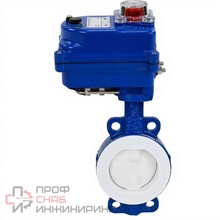 Затвор дисковый поворотный DN.ru WBV3434Pf-2W-Fb-H Ду50 Ру16 корпус - углеродистая сталь WCB, диск - углеродистая сталь WCB, футерованный PTFE, уплотнение - PTFE, с электроприводом DN.ru QT-N-003EM-O1-24VDC-У1 blue 24В