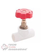 Клапан PP-R белый запорный Дн25х90гр РосТурПласт