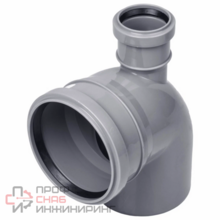 Отвод PP-H с выходом сер. б/н Дн110х50х87гр фронт-вверх в/к VALFEX