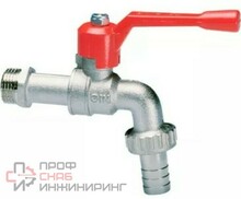 Кран шаровой Cimberio сливной с патрубком для шланга - НР/патрубок - алюминий ручка рычаг - "ОТ" Латунь 1"