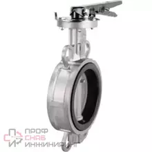 Затвор дисковый поворотный DN.ru WBV3232E-2W-Fb-H Ду100 Ру16 межфланцевый, корпус - нержавеющая сталь 316L, диск - нержавеющая сталь 316L, уплотнение - EPDM, с рукояткой, квадрат 11х11, F05