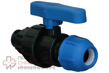 Кран шаровой РосТурПласт компрессионный полипропилен наружная резьба 40х1_1/4" для полиэтиленовых труб