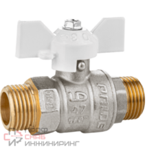 Кран шаровый латунный LD никелированный 11б27п1 Ду20 Ру40 (3/4') НР/НР бабочка
