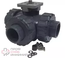 Двухходовой шаровой кран ПВХ TECHNO 3050T-PVC