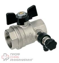 Кран шаровой ВВ 1'1/4 с заглушкой 1/4" и дренажным вентилем, бабочка Bugatti OREGON