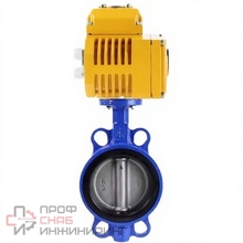 Затвор дисковый поворотный для абразивных сред DN.ru WBV1632E-2W-Fb-H Ду80 Ру16, корпус - чугун QT450, диск - нержавеющая сталь 316L, уплотнение - EPDM, с электроприводом DN.ru QT-N-005EM-O1-24VDC-У1 24В