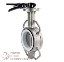 Затвор дисковый поворотный DN.ru WBV3232E-2W-Fb-H Ду65 Ру16 межфланцевый, корпус - нержавеющая сталь 316L, диск - нержавеющая сталь 316L, уплотнение - EPDM, с рукояткой, квадрат 9х9, F05