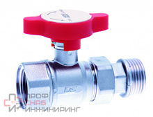 Кран шаровой FAR с американкой хром 1" красная ручка