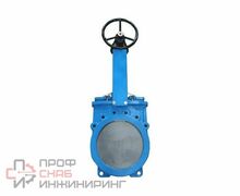 Задвижка шиберная Benarmo Ду700 чугун межфланцевая Ру5 с редуктором под электропривод NBR