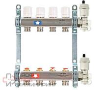 Коллекторная группа Uni-fitt 1" х 2 выхода 3/4" с балансировочными и термостатическими вентилями с авт.возд, нерж.сталь
