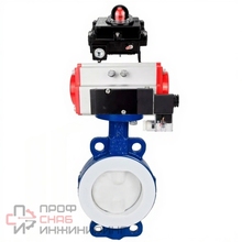 Затвор дисковый поворотный DN.ru WBV3434Pf-2W-Fb-H Ду50 Ру16 корпус - углеродистая сталь WCB, диск - углеродистая сталь WCB, футерованный PTFE, уплотнение - PTFE, с пневмоприводом DN.ru PA-SA-083, пневмораспределителем DN.ru 4M310-08 24В и БКВ DN....