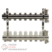 Блок коллекторный Kromwell с термостатическими вставками запорными клапанами воздухоотводчиками и дренажем 1"x3/4"x8