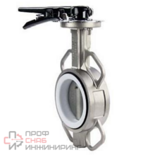 Затвор дисковый поворотный DN.ru WBV3131E-2W-Fb-H Ду150 Ру16, корпус - нержавеющая сталь 304, диск - нержавеющая сталь 304, уплотнение - EPDM, межфланцевый, с рукояткой, с ISO-фланцем F07, квадрат 14х14